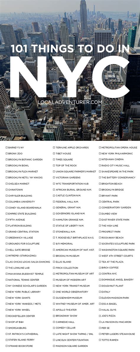 NYC Bucket List: 50 Epic Things to Do in New York City.